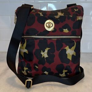 Baggallini Hanover Crossbody Bag in Scarlet Cheetah Print RFID Nylon Travel